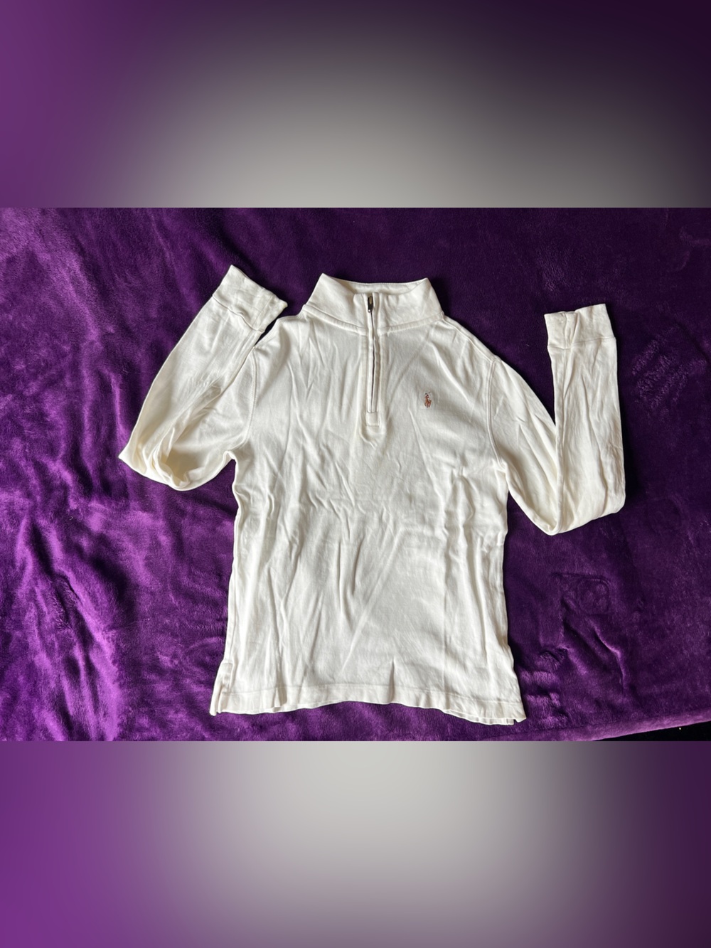 Polo by Ralph Lauren White Quarter-Zip Sweatshirt with Navy Label